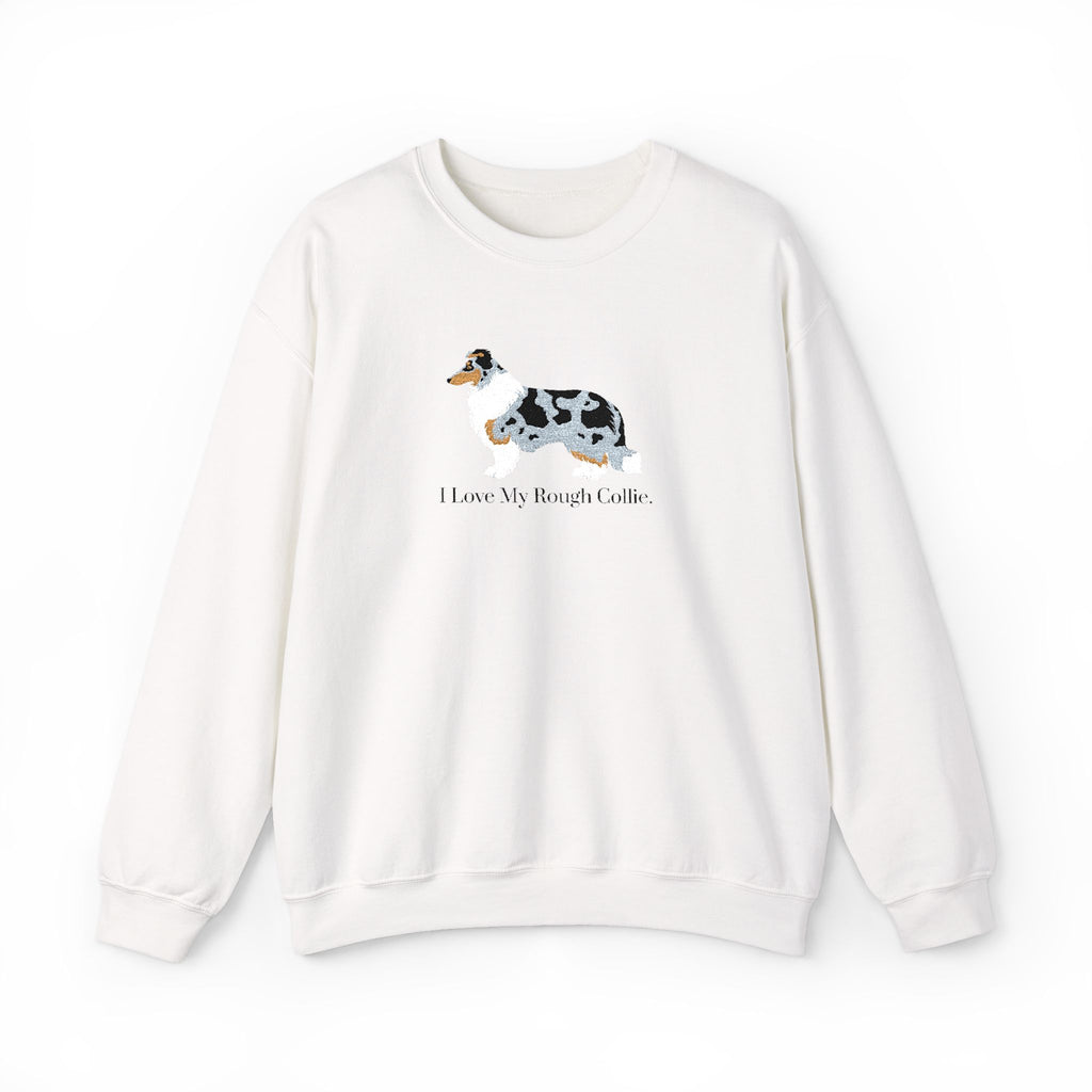 I Love My Rough Collie Embroidered Crewneck Sweatshirt