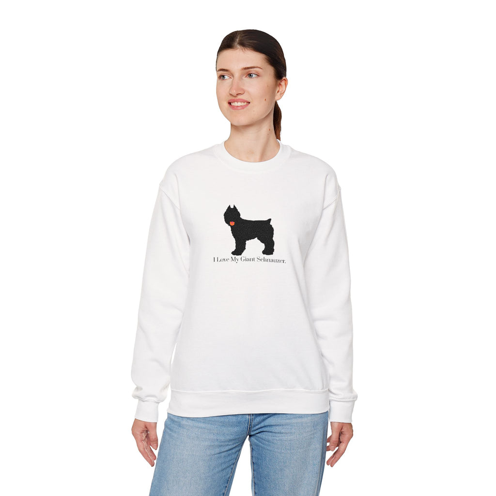 I Love My Giant Schnauzer Embroidered Crewneck Sweatshirt