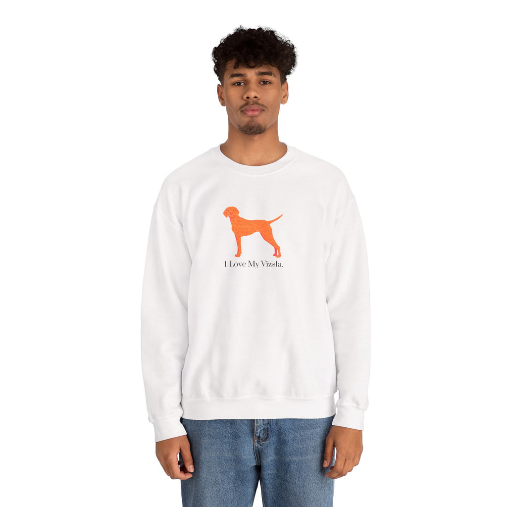 I Love My Vizsla Embroidered Crewneck Sweatshirt