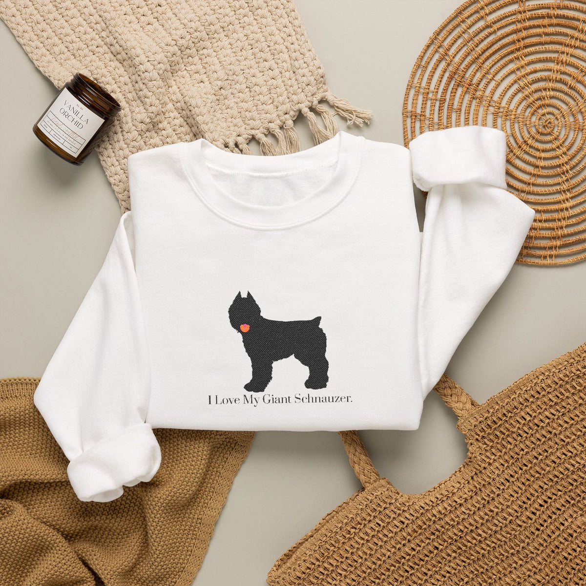 I Love My Giant Schnauzer Embroidered Crewneck Sweatshirt