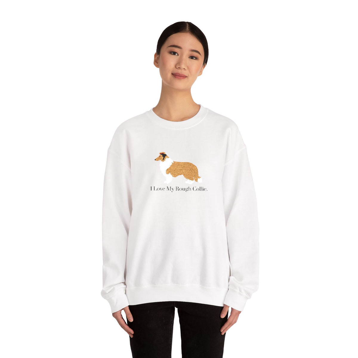 I Love My Rough Collie Embroidered Crewneck Sweatshirt