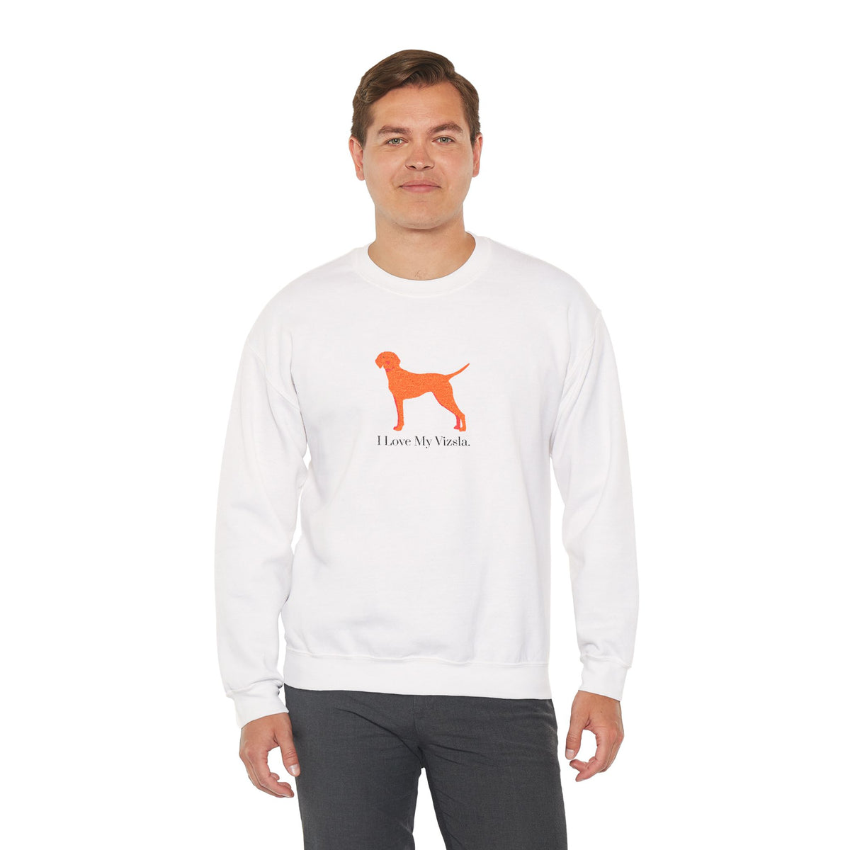 I Love My Vizsla Embroidered Crewneck Sweatshirt