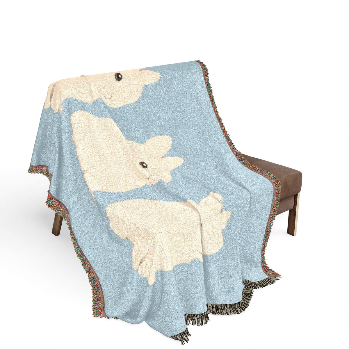 Three Bunnies Woven Throw Blanket