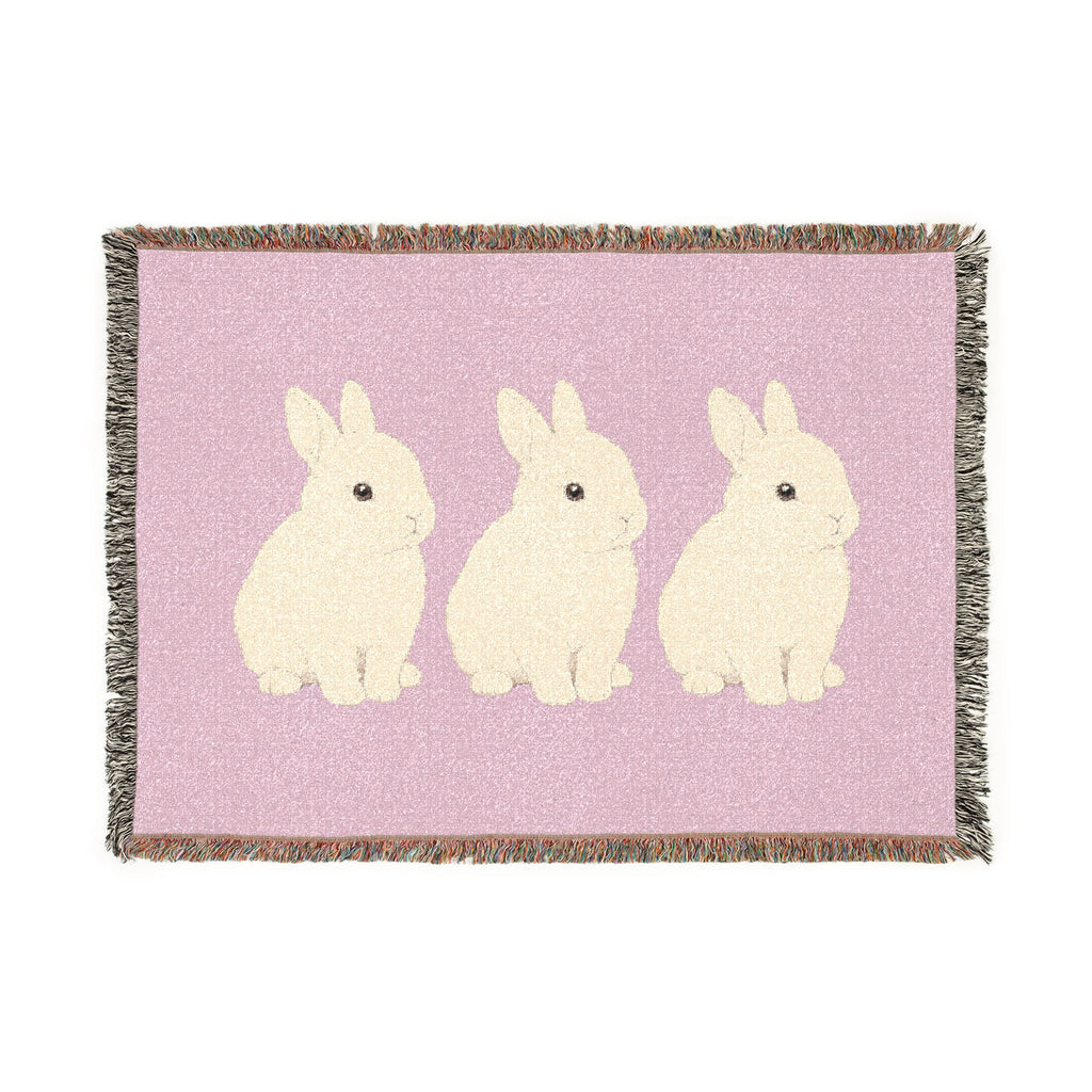 Three Bunnies Woven Throw Blanket