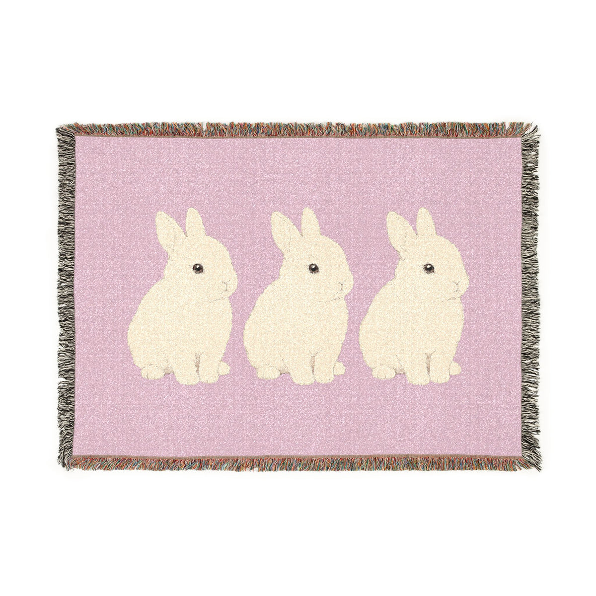 Three Bunnies Woven Throw Blanket