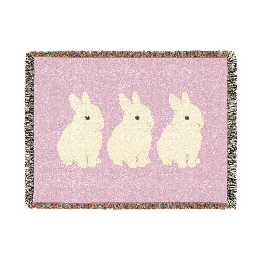 Three Bunnies Woven Throw Blanket