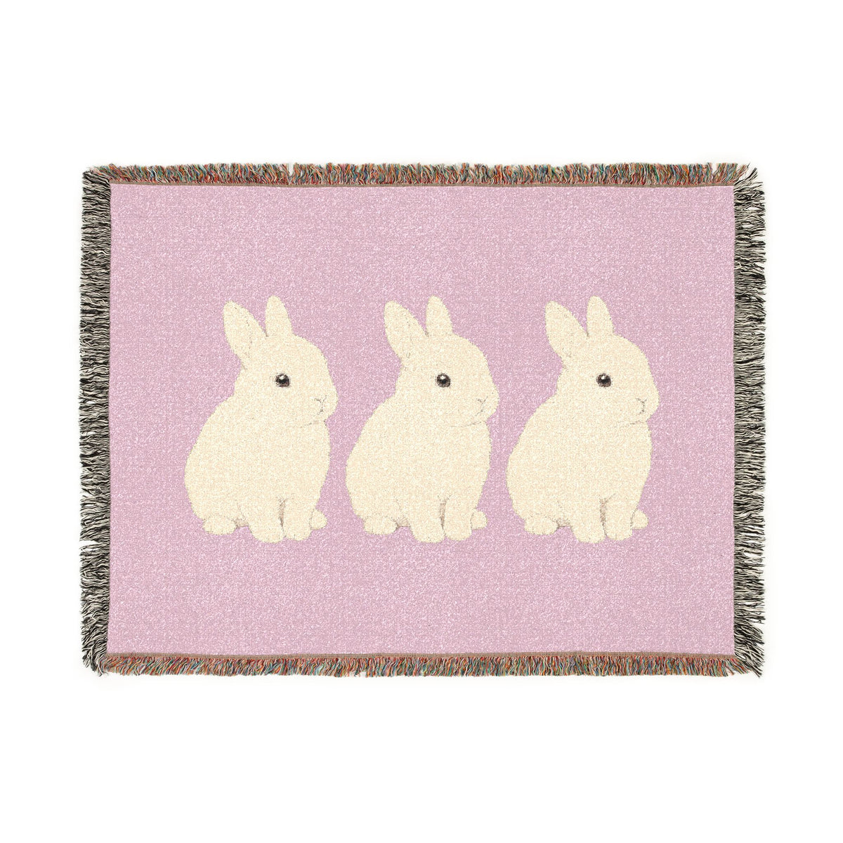 Three Bunnies Woven Throw Blanket