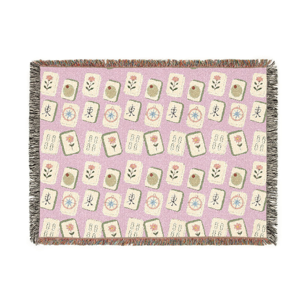 The Lucky Tile Mah Jong  Woven Blanket