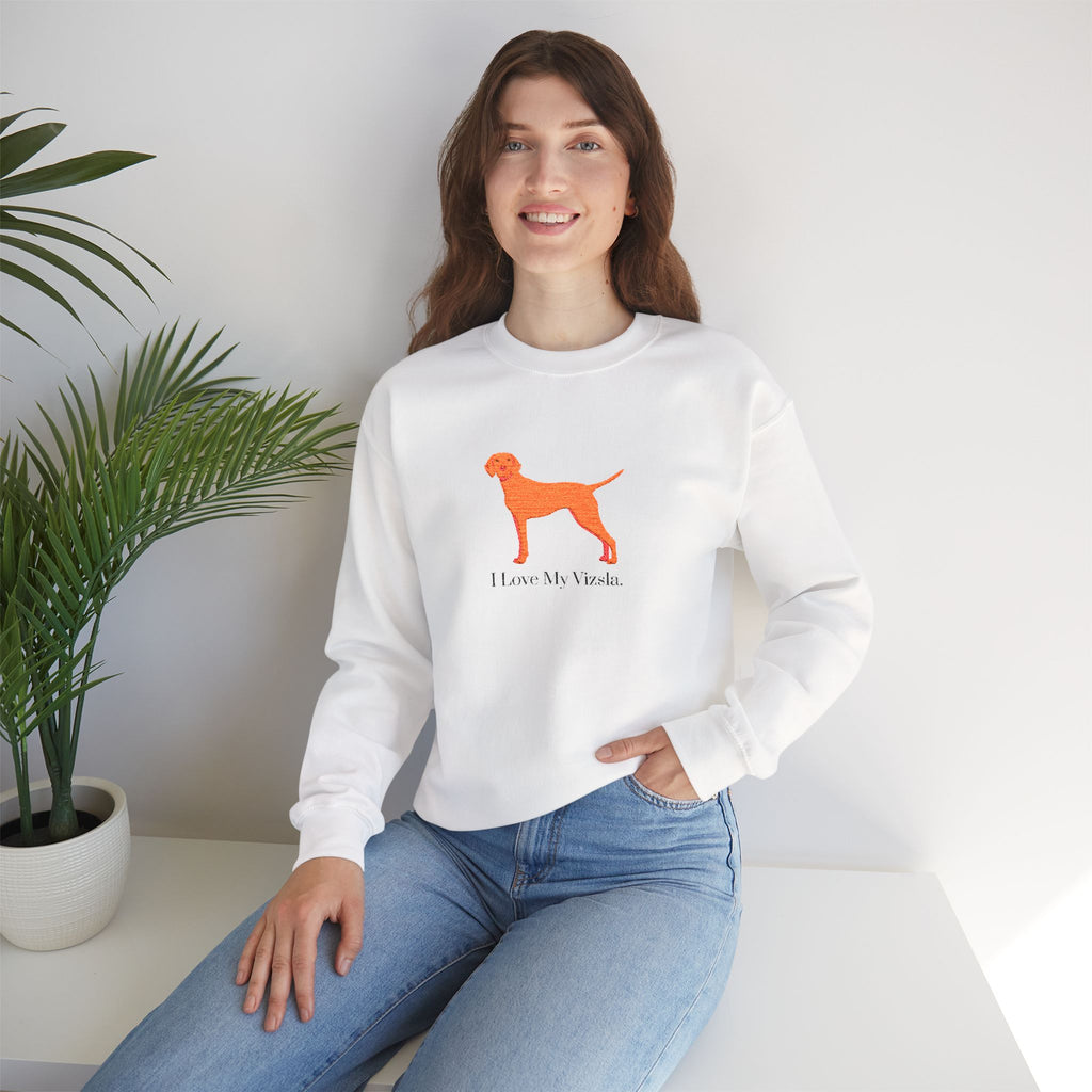 I Love My Vizsla Embroidered Crewneck Sweatshirt