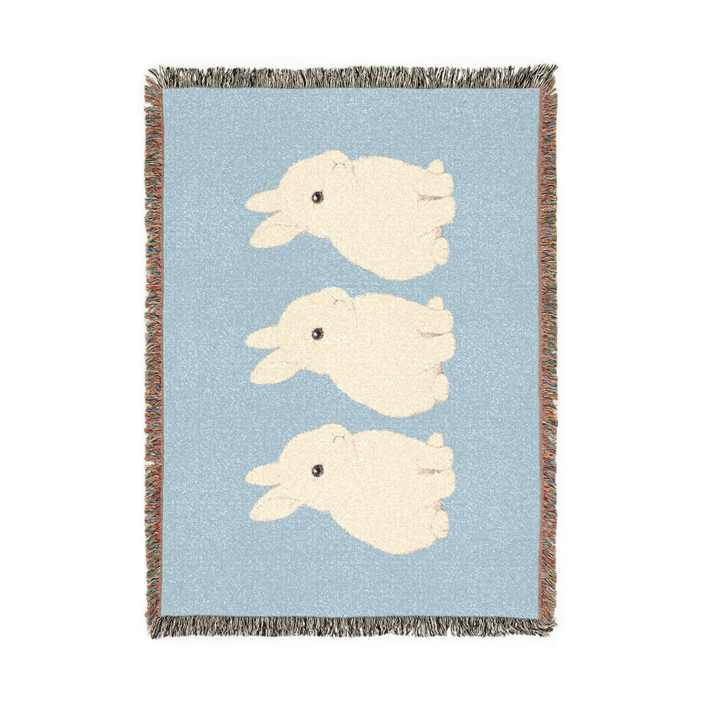 Three Bunnies Woven Throw Blanket
