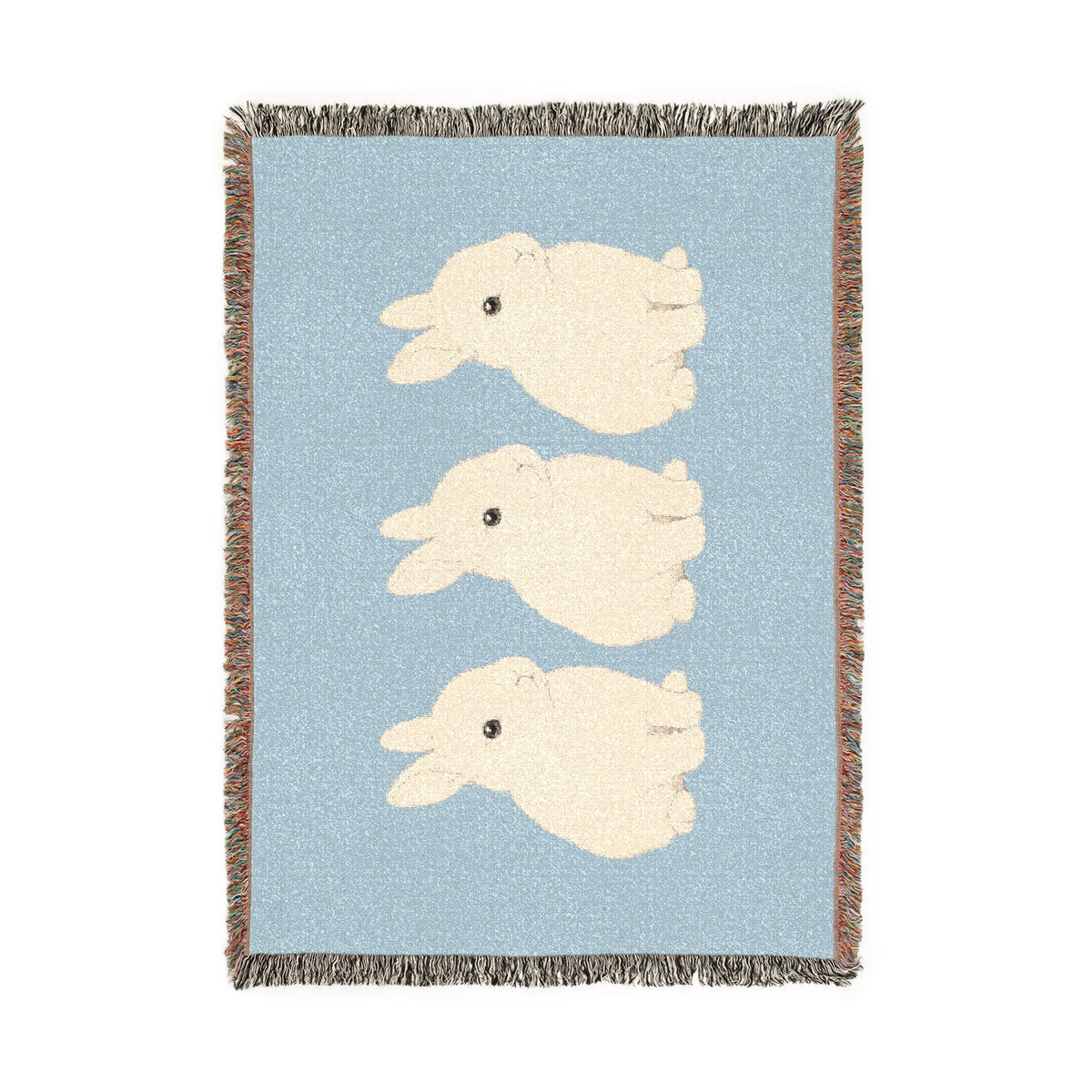 Three Bunnies Woven Throw Blanket