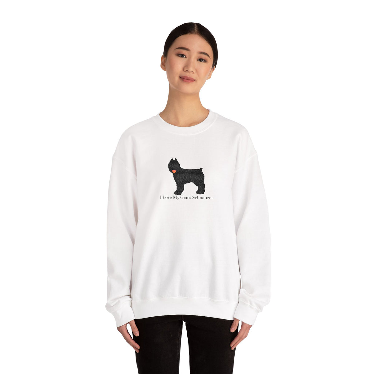 I Love My Giant Schnauzer Embroidered Crewneck Sweatshirt