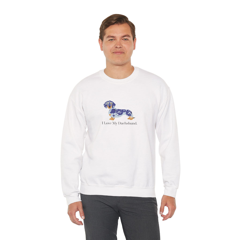I Love My Dachshund Embroidered Crewneck Sweatshirt