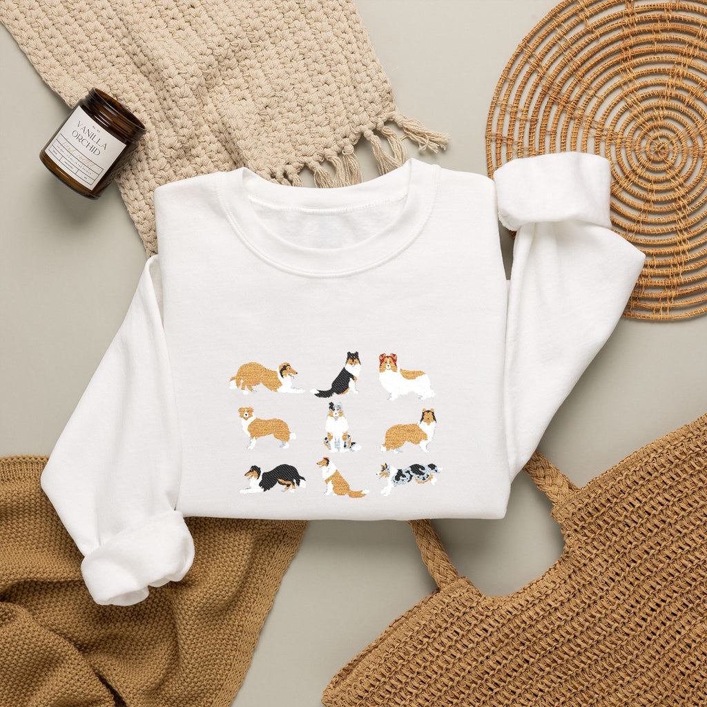 Embroidered Rough Collie Crewneck Sweatshirt