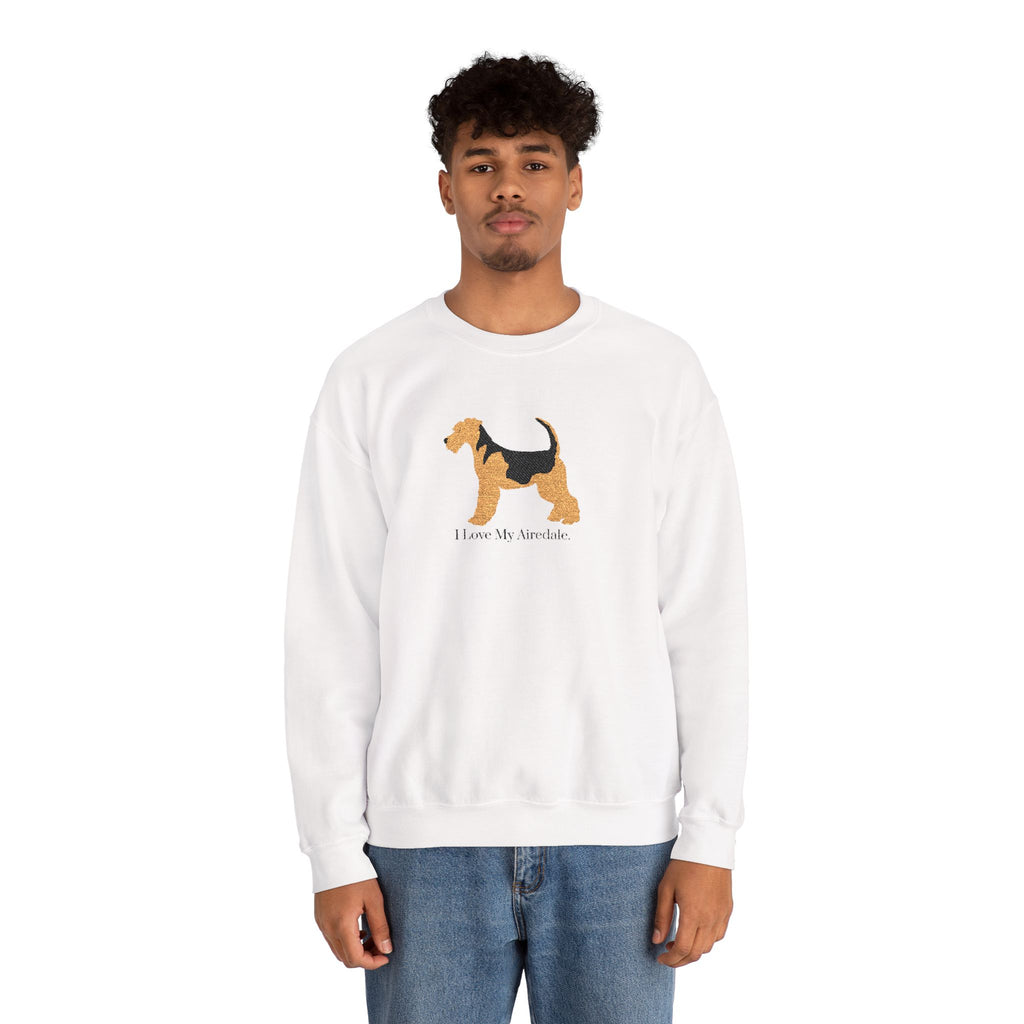 I Love My Airedale Embroidered Crewneck Sweatshirt