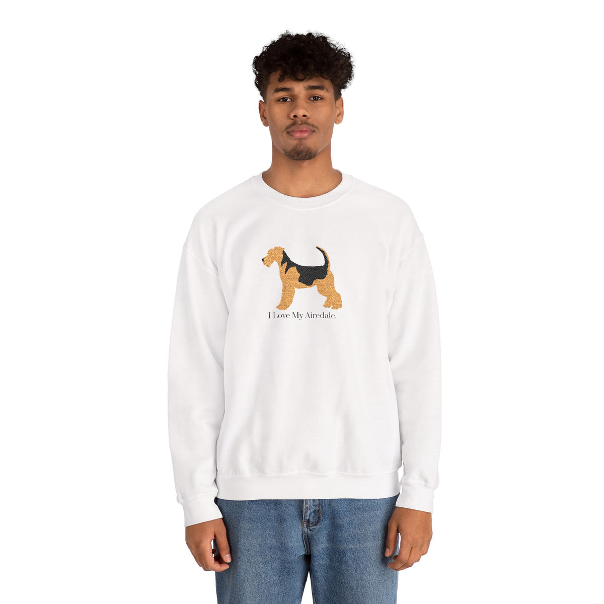 I Love My Airedale Embroidered Crewneck Sweatshirt