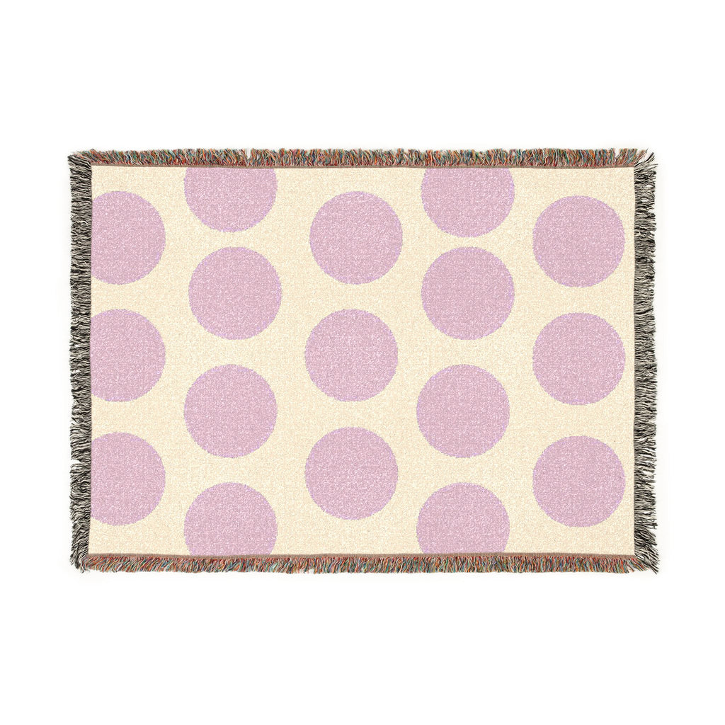 Pink Polka Dot Woven Throw Blanket