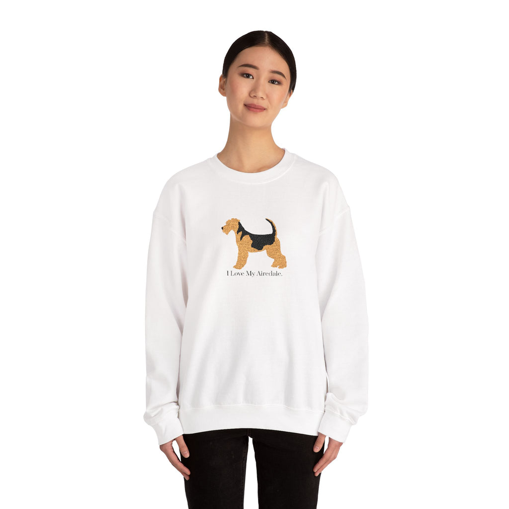 I Love My Airedale Embroidered Crewneck Sweatshirt