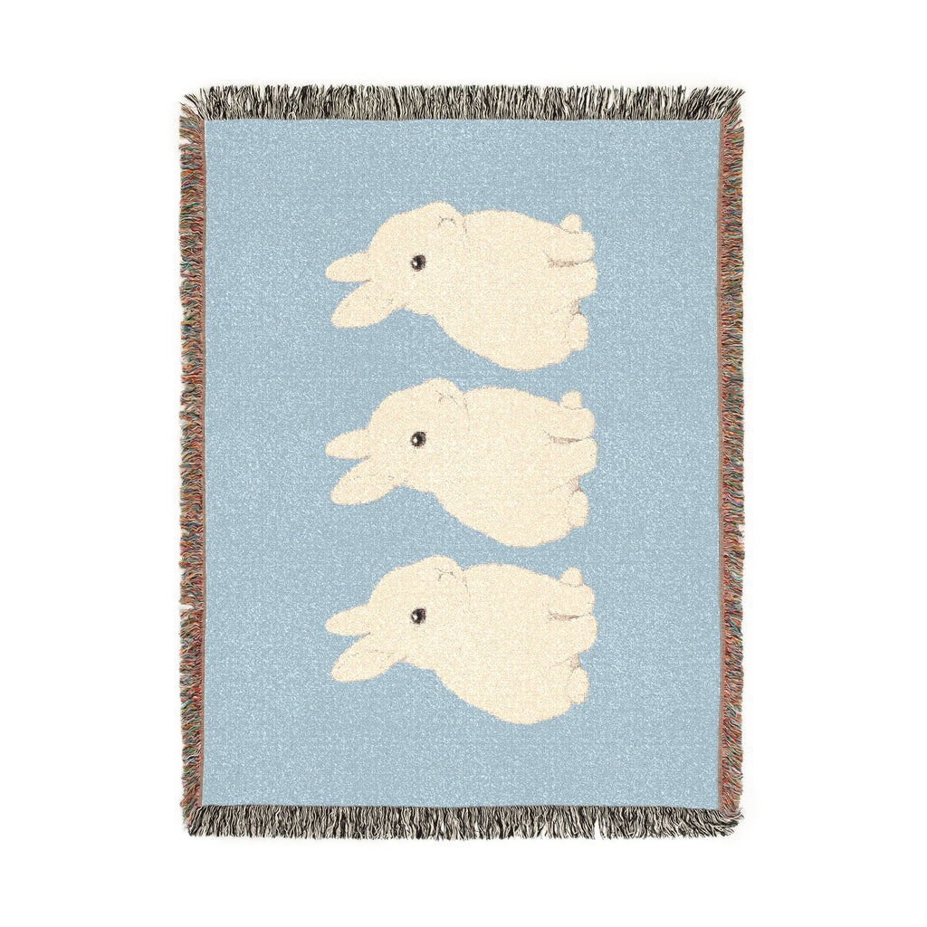 Three Bunnies Woven Throw Blanket