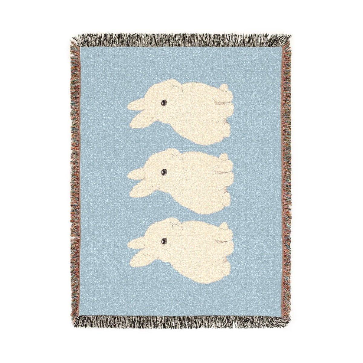 Three Bunnies Woven Throw Blanket