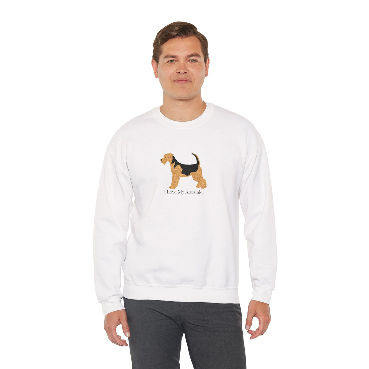 I Love My Airedale Embroidered Crewneck Sweatshirt