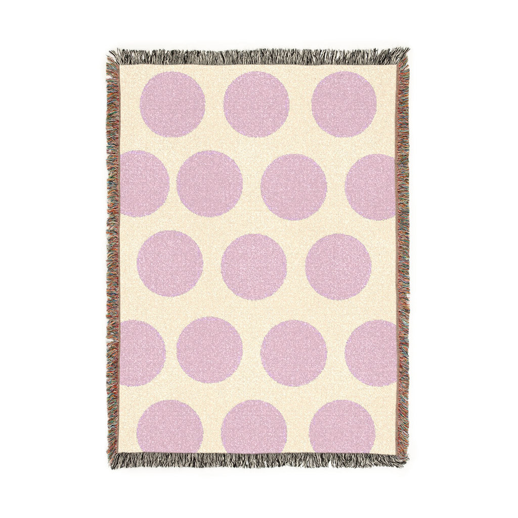 Pink Polka Dot Woven Throw Blanket