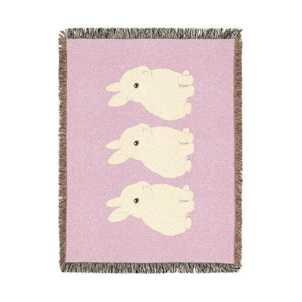 Three Bunnies Woven Throw Blanket