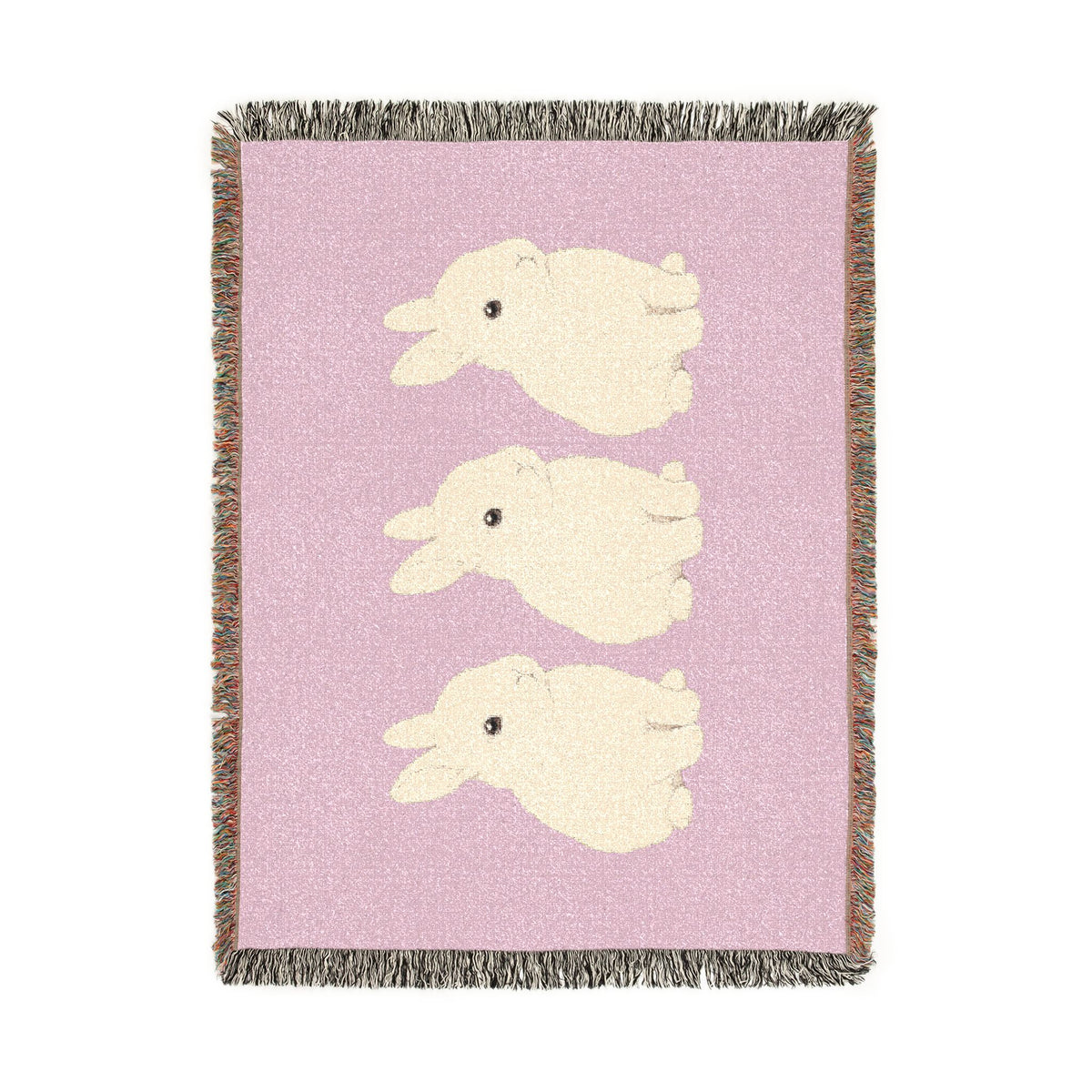 Three Bunnies Woven Throw Blanket