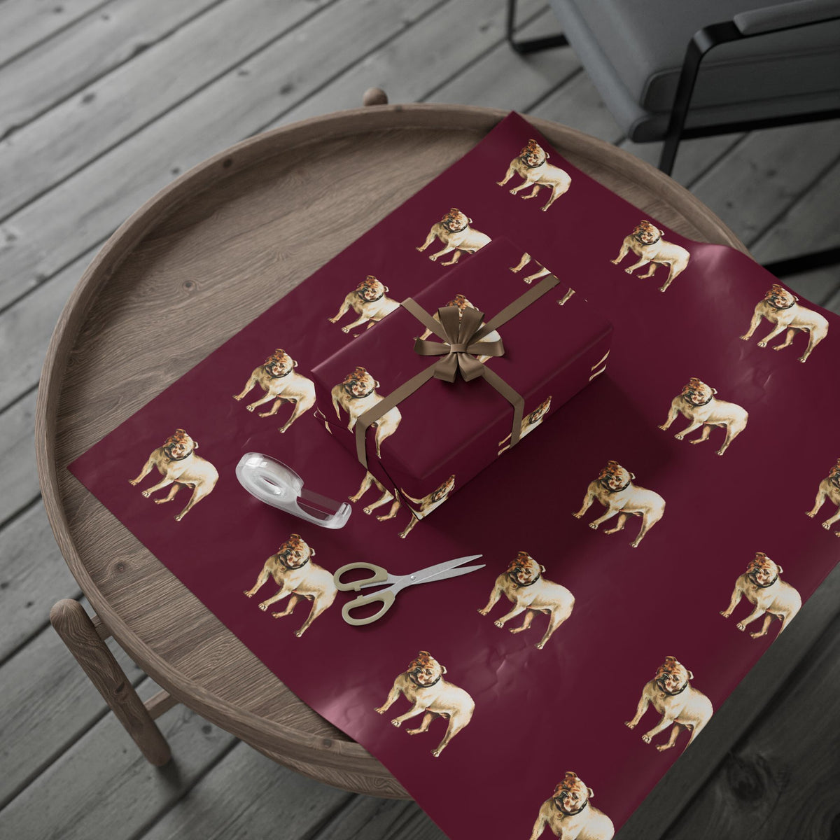 Maroon Bulldog Wrapping Paper