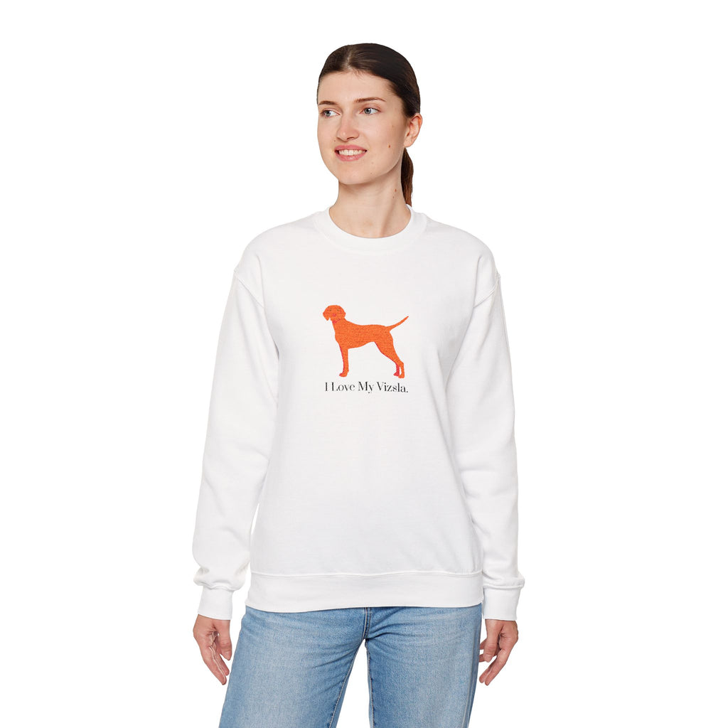 I Love My Vizsla Embroidered Crewneck Sweatshirt