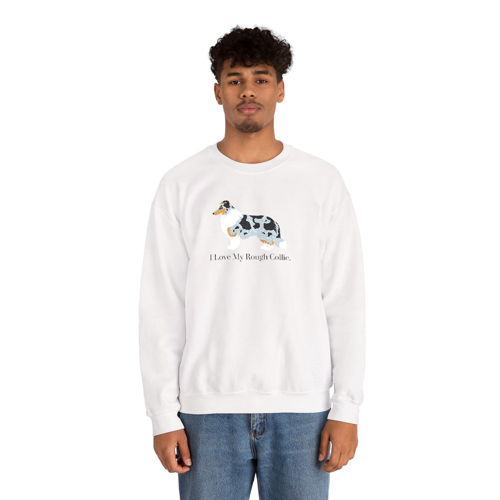 I Love My Rough Collie Embroidered Crewneck Sweatshirt
