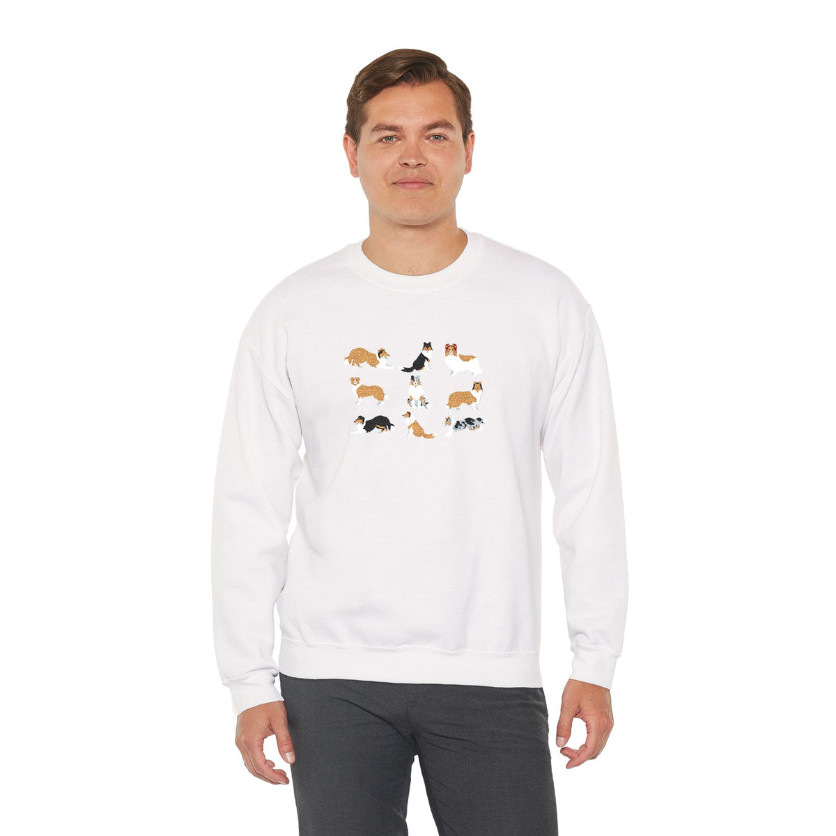 Embroidered Rough Collie Crewneck Sweatshirt