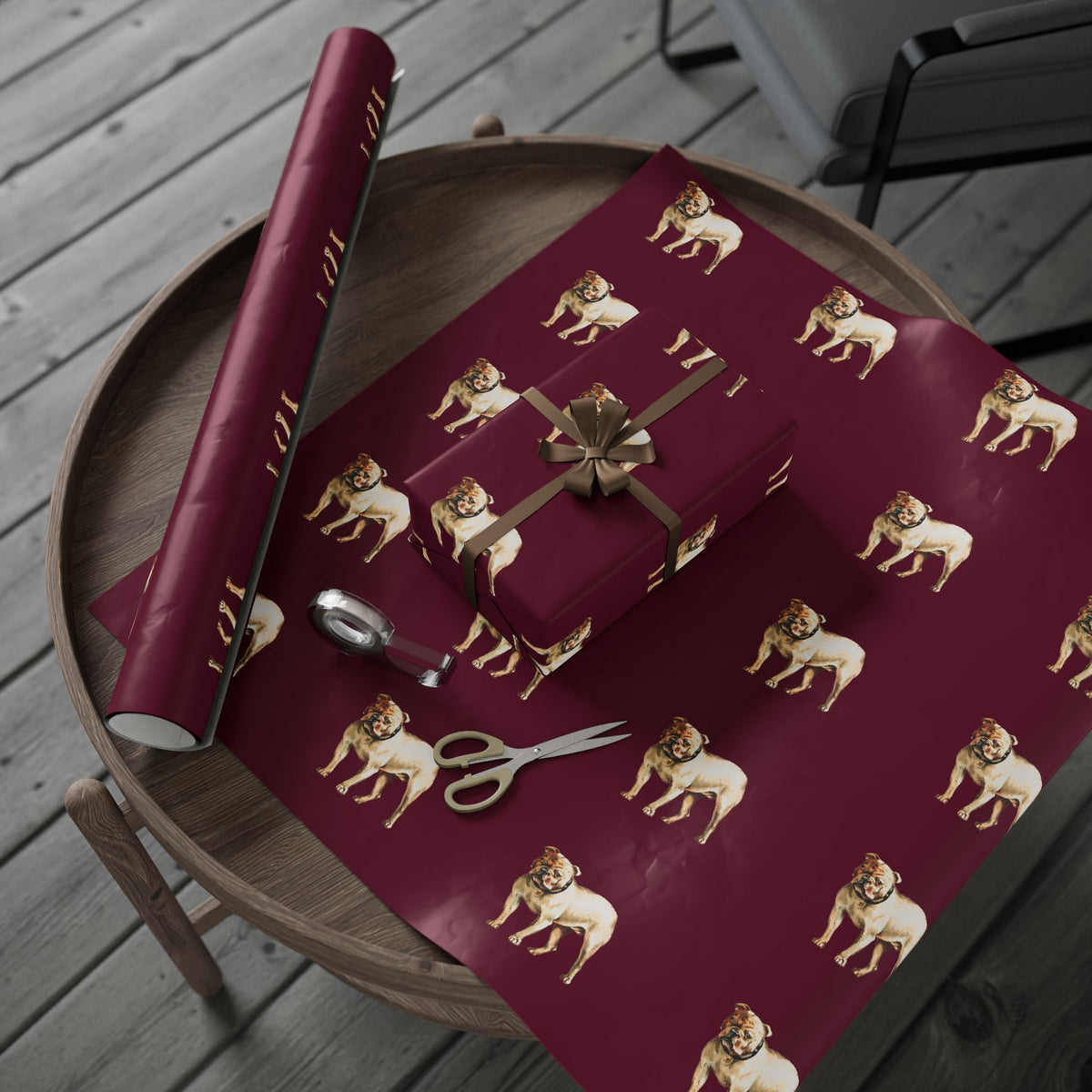 Maroon Bulldog Wrapping Paper