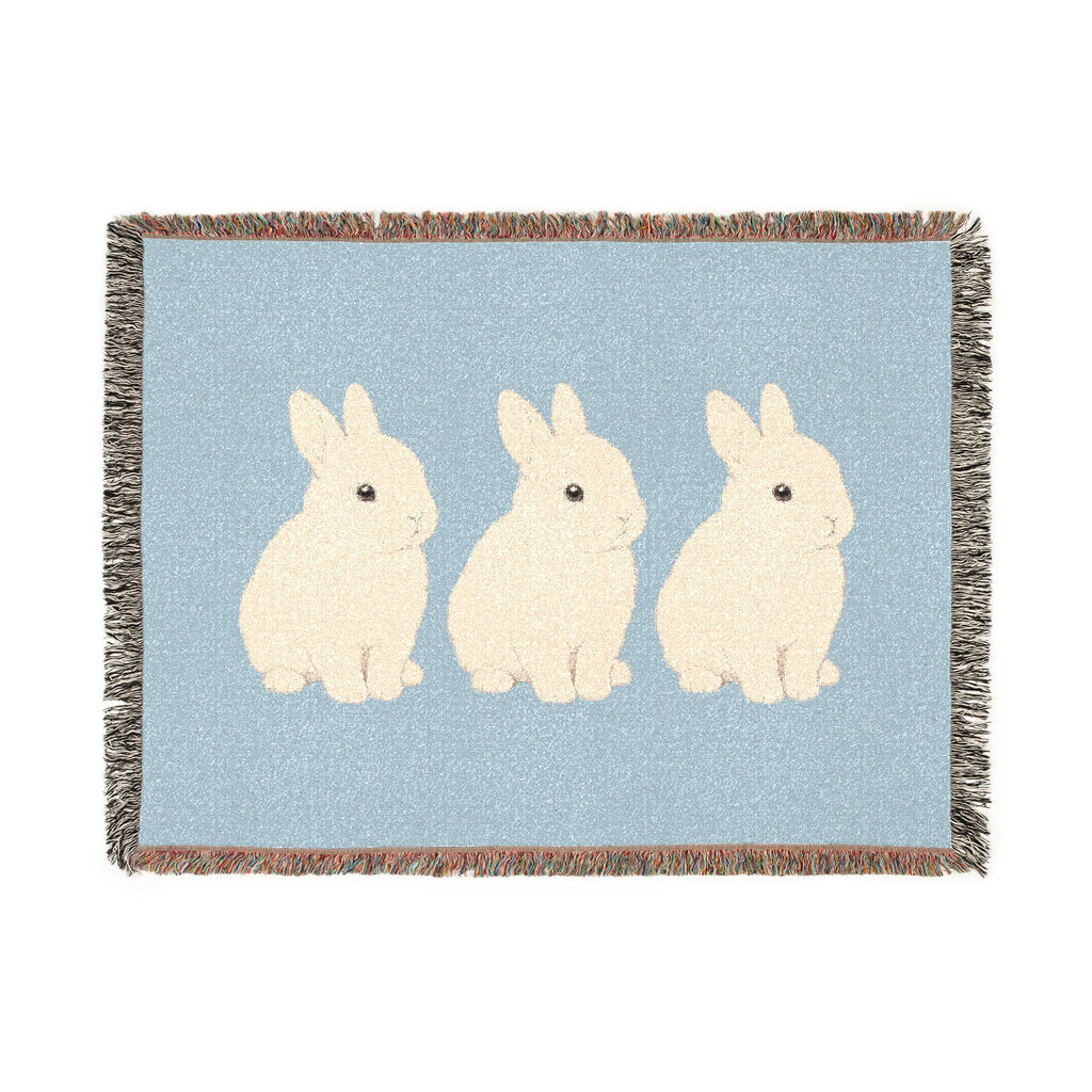 Three Bunnies Woven Throw Blanket