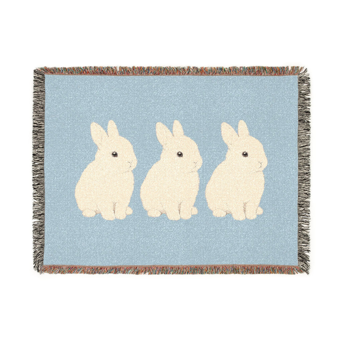 Three Bunnies Woven Throw Blanket