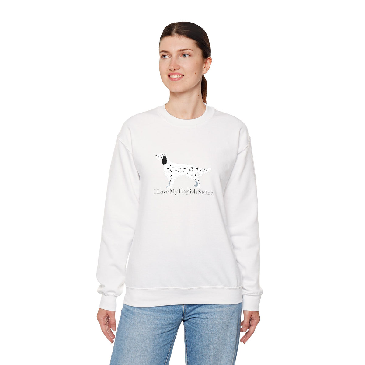 I Love My English Setter Embroidered Crewneck Sweatshirt