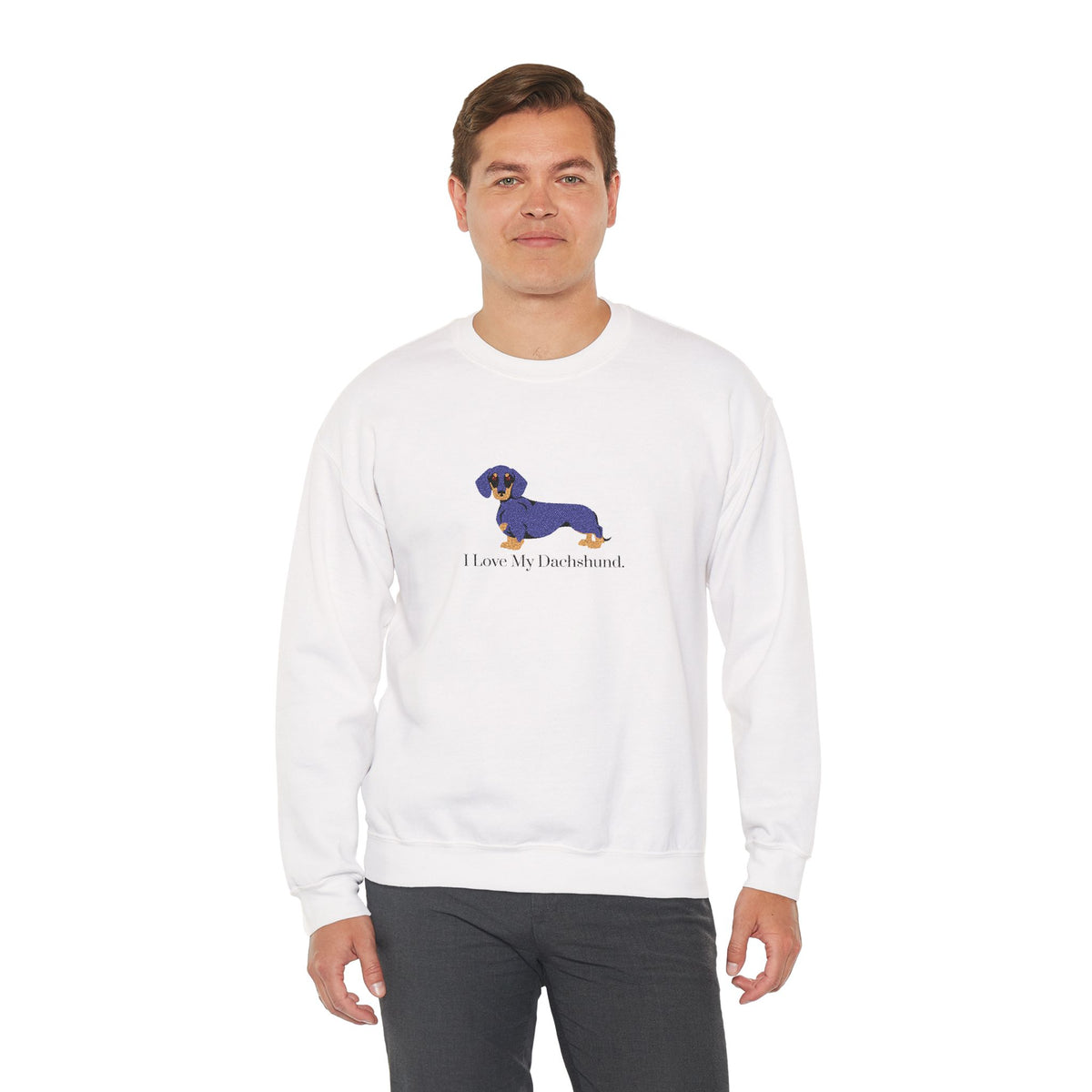 I Love My Dachshund Embroidered Crewneck Sweatshirt