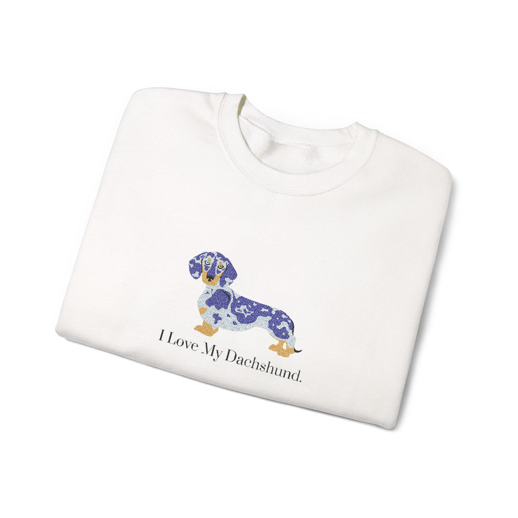 I Love My Dachshund Embroidered Crewneck Sweatshirt