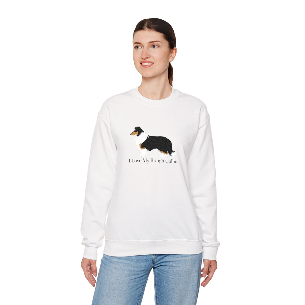 I Love My Rough Collie Embroidered Crewneck Sweatshirt