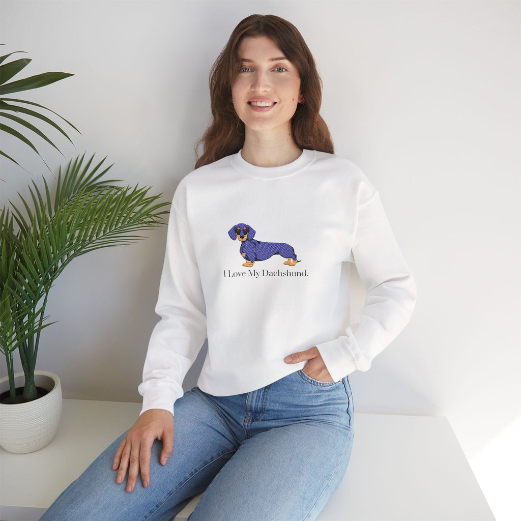 I Love My Dachshund Embroidered Crewneck Sweatshirt