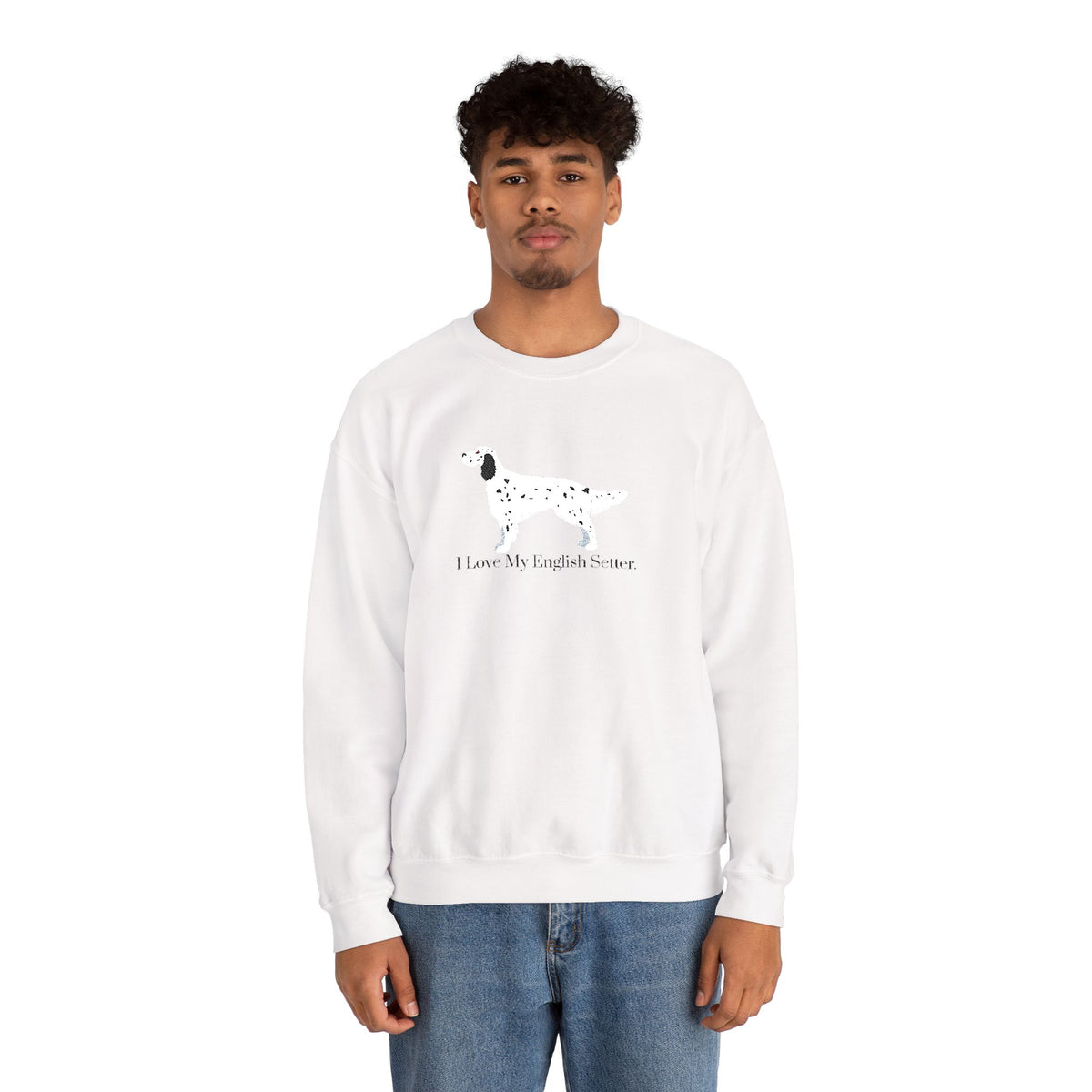I Love My English Setter Embroidered Crewneck Sweatshirt