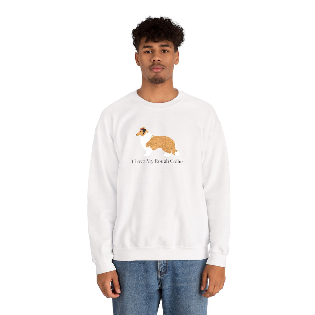 I Love My Rough Collie Embroidered Crewneck Sweatshirt