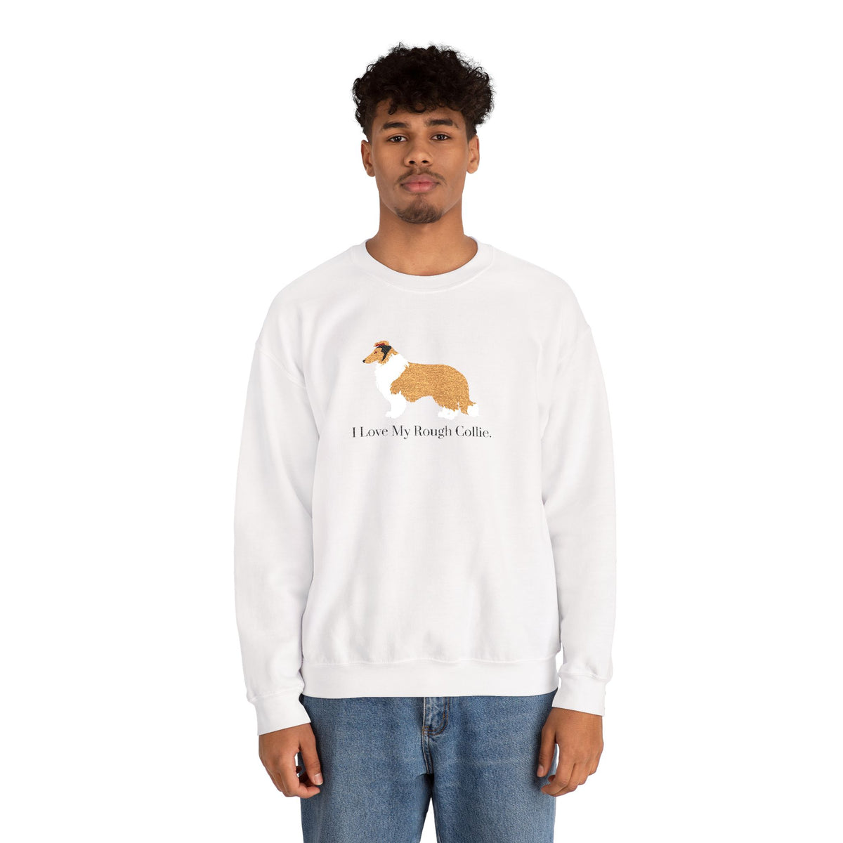 I Love My Rough Collie Embroidered Crewneck Sweatshirt