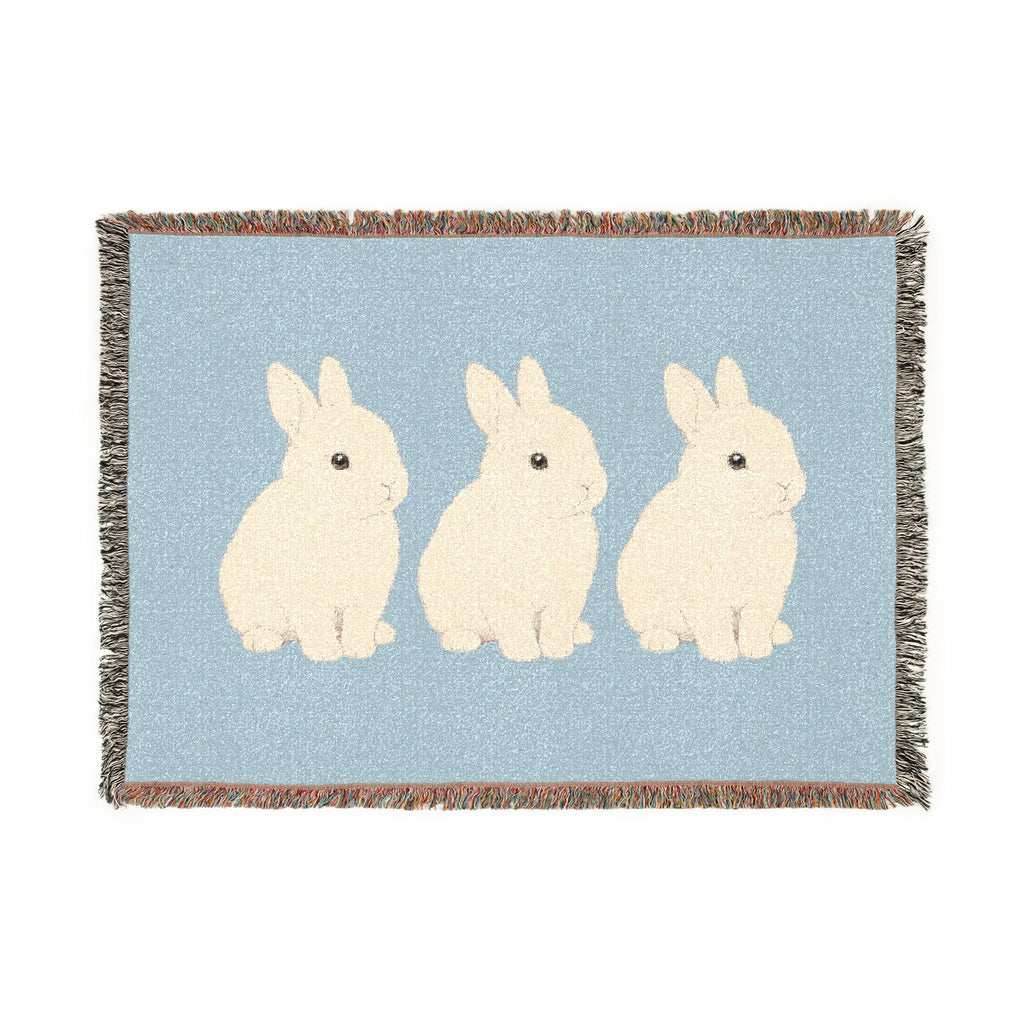 Three Bunnies Woven Throw Blanket