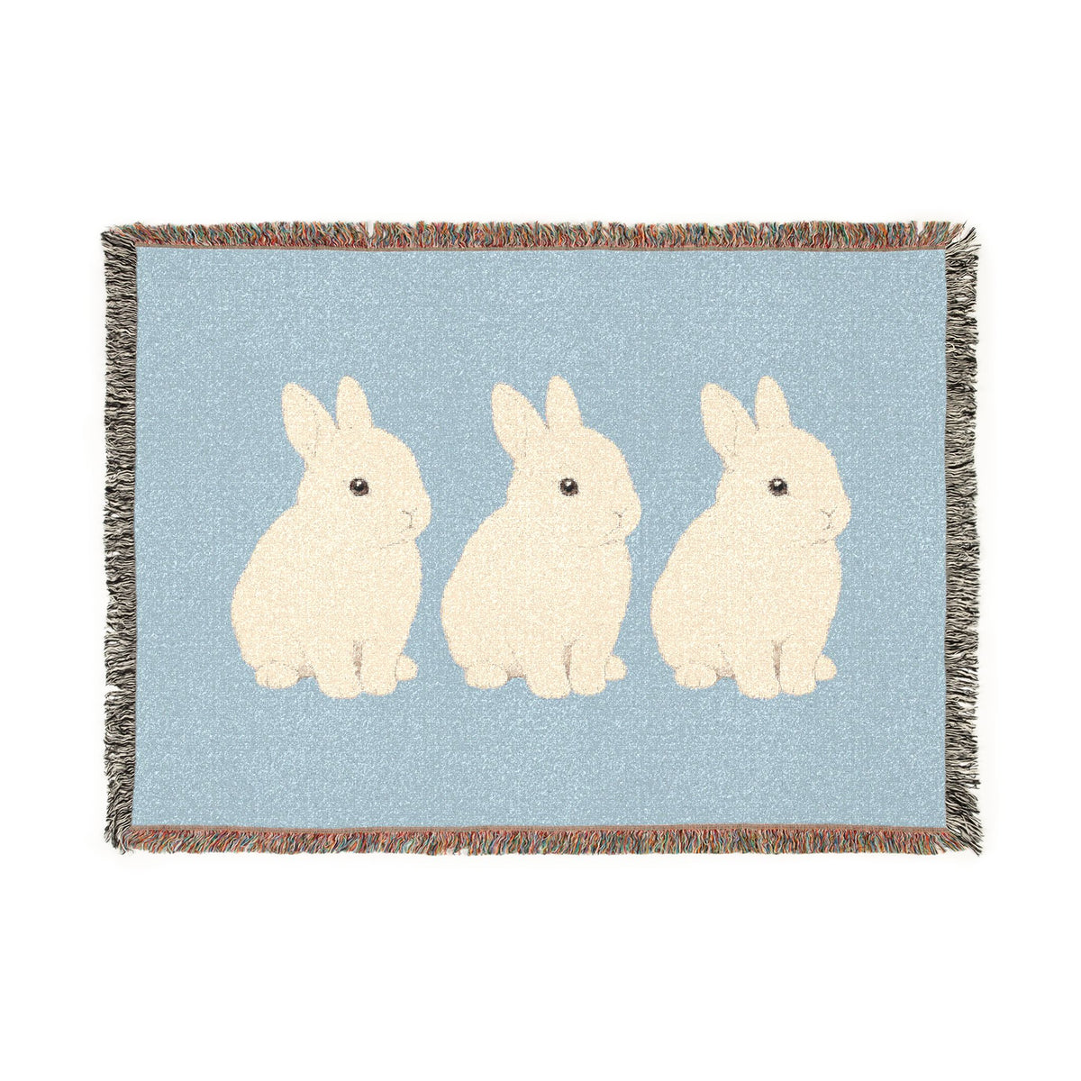 Three Bunnies Woven Throw Blanket