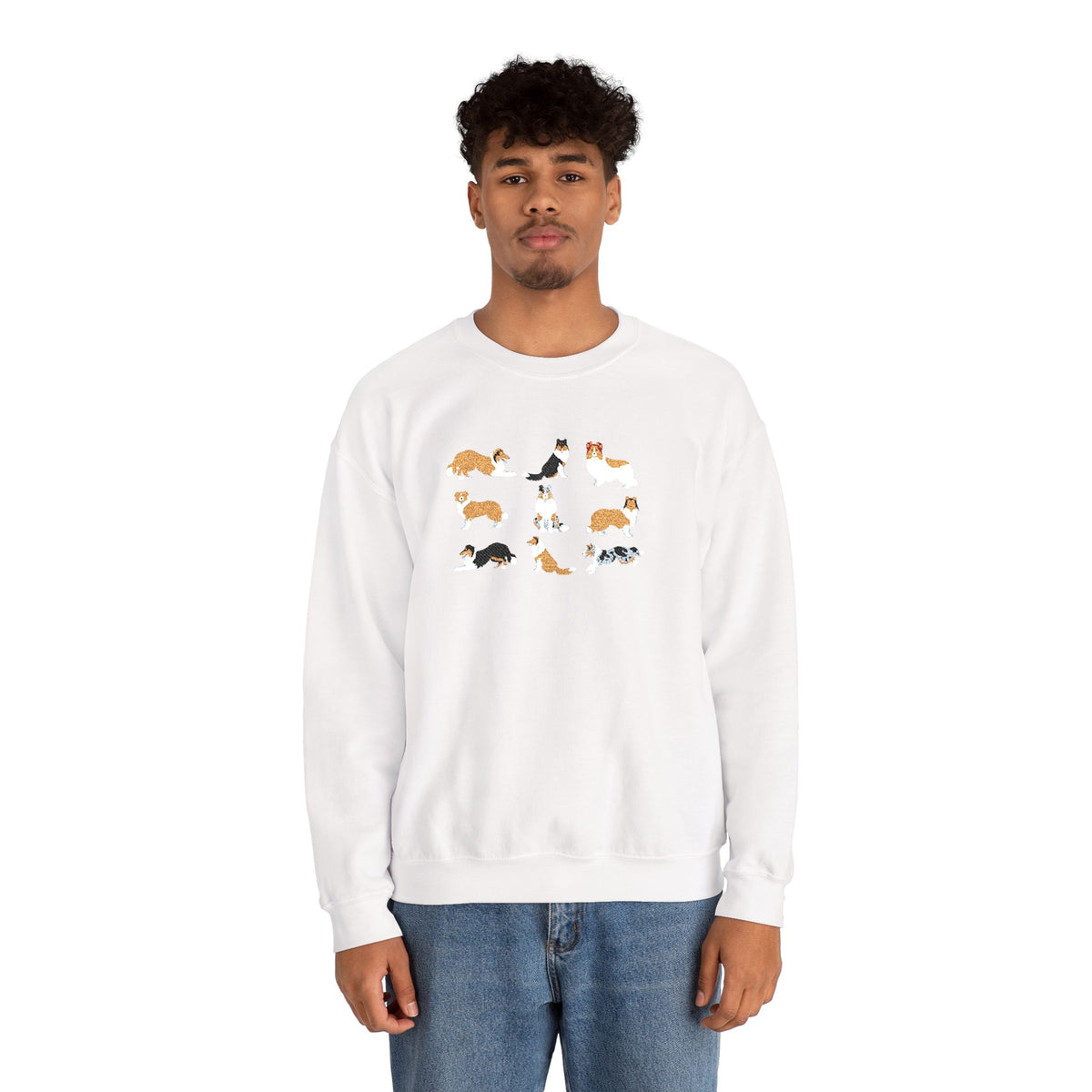 Embroidered Rough Collie Crewneck Sweatshirt