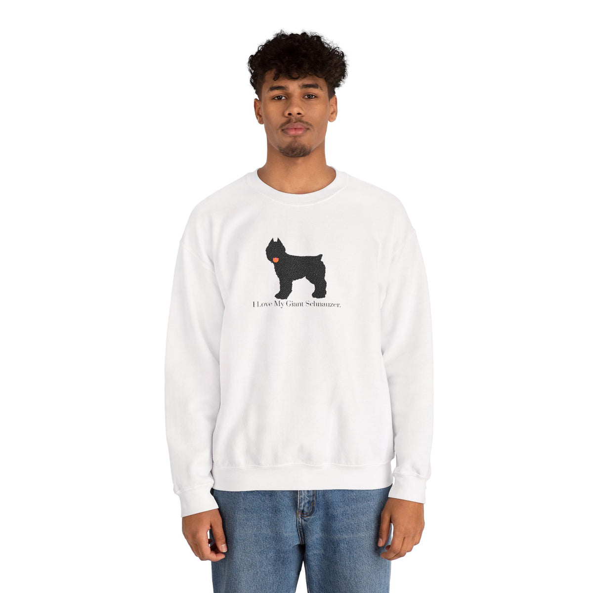 I Love My Giant Schnauzer Embroidered Crewneck Sweatshirt