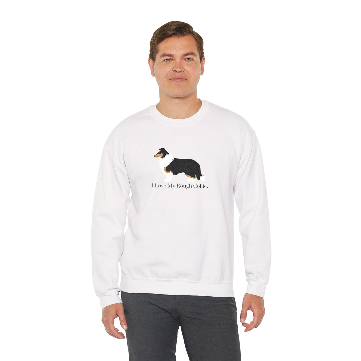 I Love My Rough Collie Embroidered Crewneck Sweatshirt