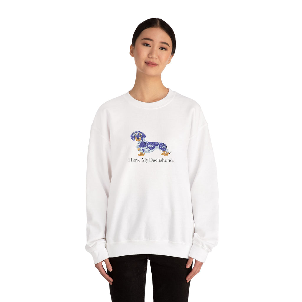 I Love My Dachshund Embroidered Crewneck Sweatshirt