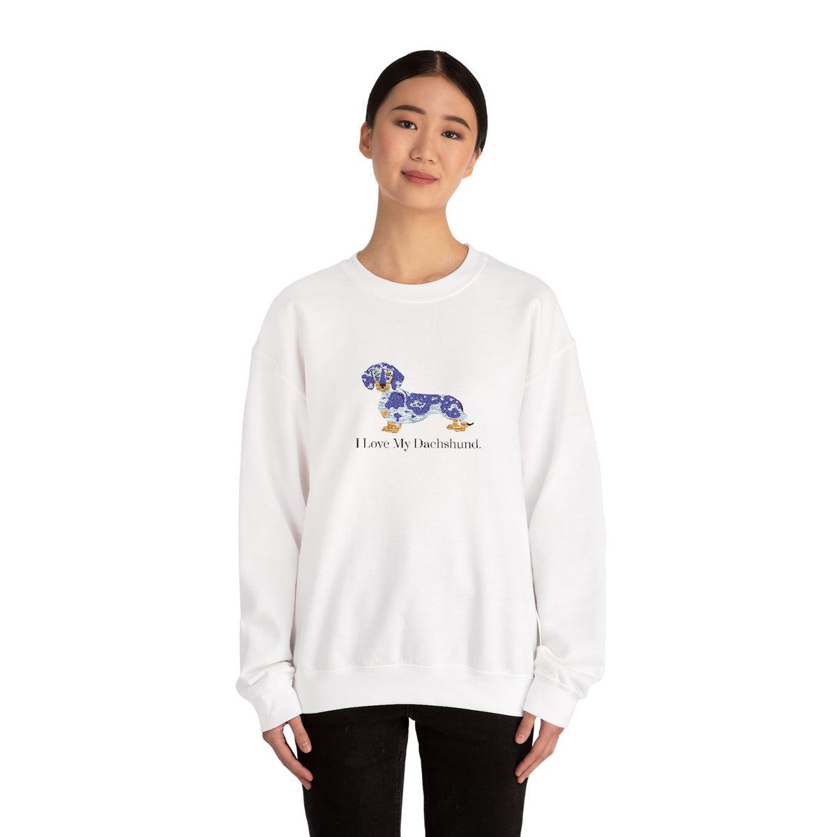 I Love My Dachshund Embroidered Crewneck Sweatshirt